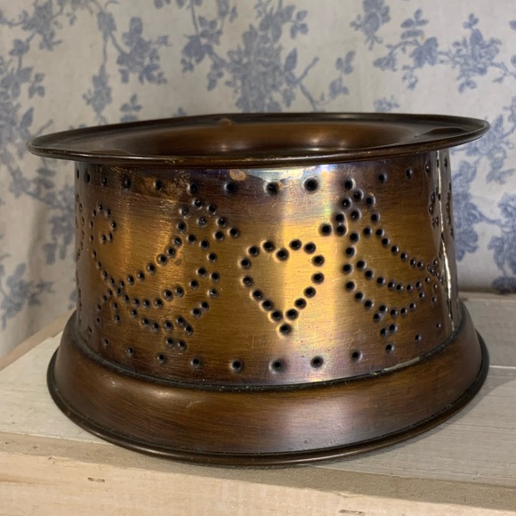 VTG Pfaltzgraff Village Copper Punched Hole Candle Warmer Stand - Picture 2 of 7